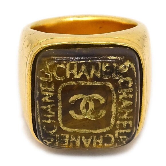 Chanel Ring Gold Gripoix #51 #11 175799 - Picture 1 of 4
